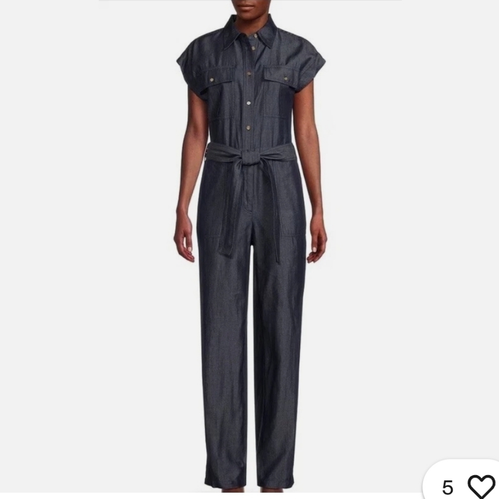 NWT‎ MICHAEL Michael Kors Navy Button-Up Jumpsuit XXS